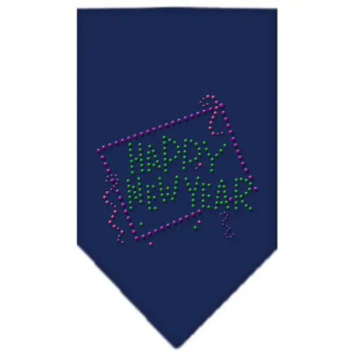 Happy New Year Rhinestone Bandana Navy Blue Large Default Title