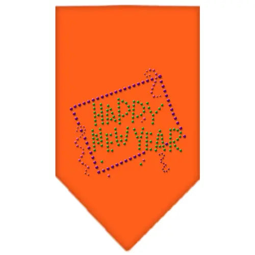 Happy New Year Rhinestone Bandana Orange Large Default Title