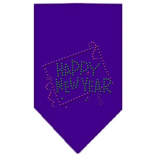 Happy New Year Rhinestone Bandana Purple Large Default Title