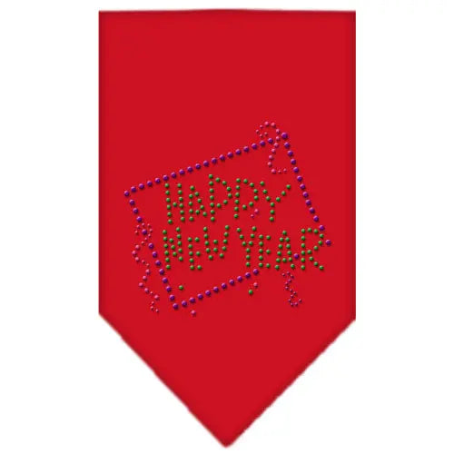 Happy New Year Rhinestone Bandana Red Large Default Title