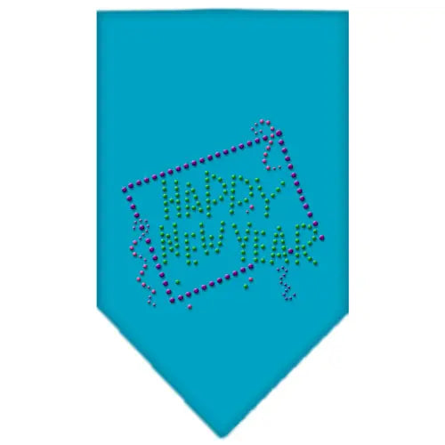 Happy New Year Rhinestone Bandana Turquoise Small Default Title