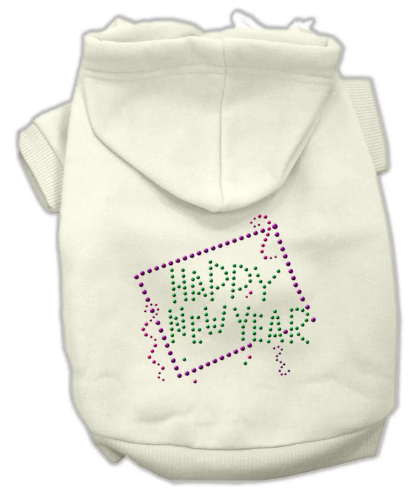 Happy New Year Rhinestone Hoodies Cream Xxl Default Title
