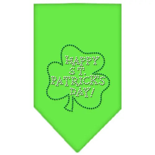 Happy St Patrick's Day Rhinestone Bandana Lime Green Small Default Title