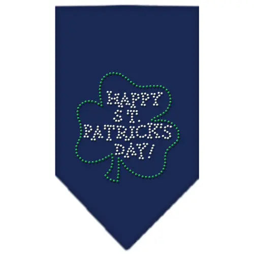 Happy St Patrick's Day Rhinestone Bandana Navy Blue Small Default Title