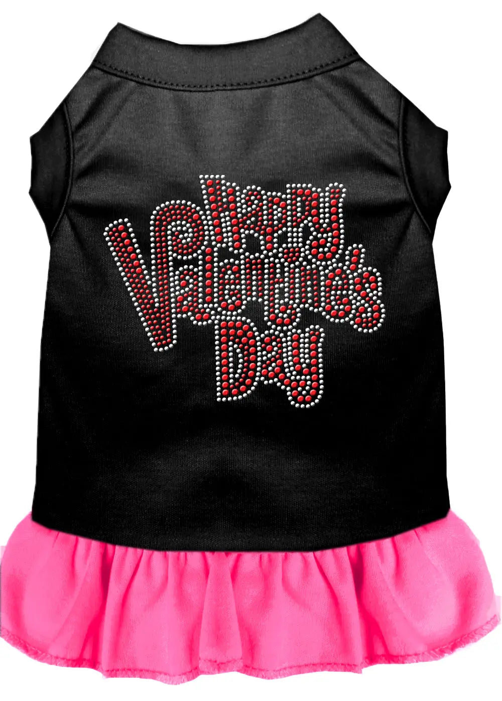 Happy Valentines Day Rhinestone Dress Black With Bright Pink Med Default Title