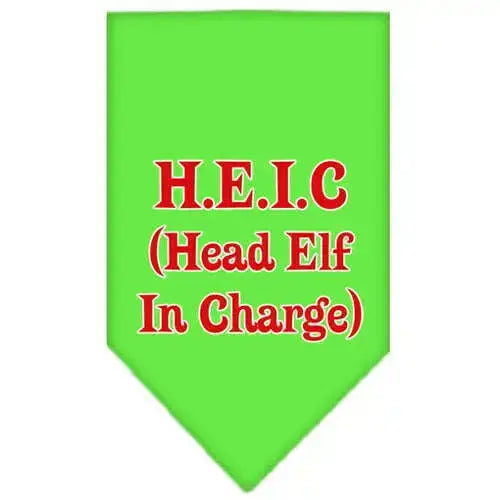 Head-Elf-In-Charge-Screen-Print-Bandana-Lime-Green-Small-GreatEagleInc-333816232