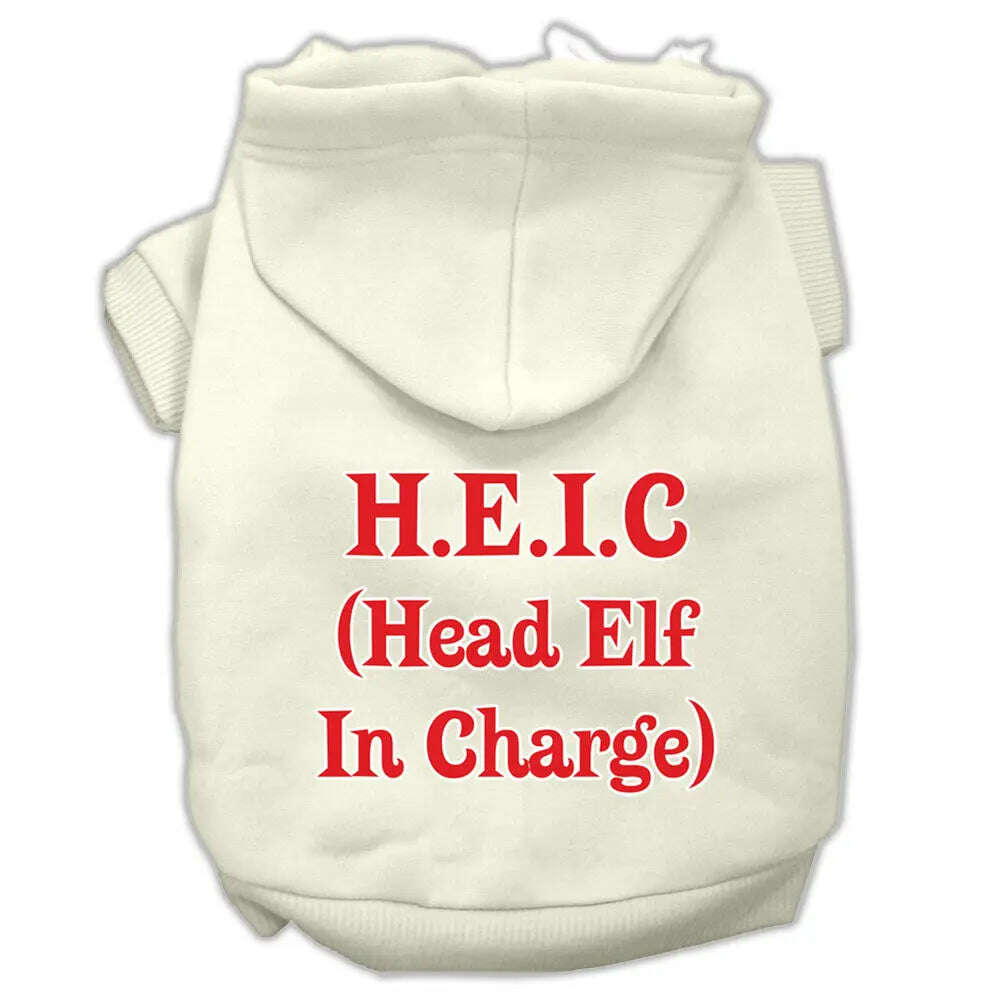 Head-Elf-In-Charge-Screen-Print-Pet-Hoodies-Cream-Size-Xs-GreatEagleInc-319384951