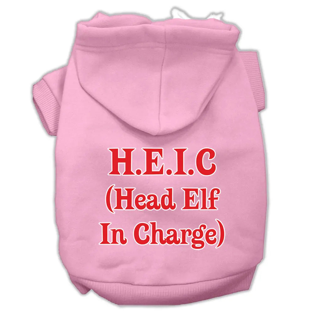 Head Elf In Charge Screen Print Pet Hoodies Light Pink Size Xxxl Default Title