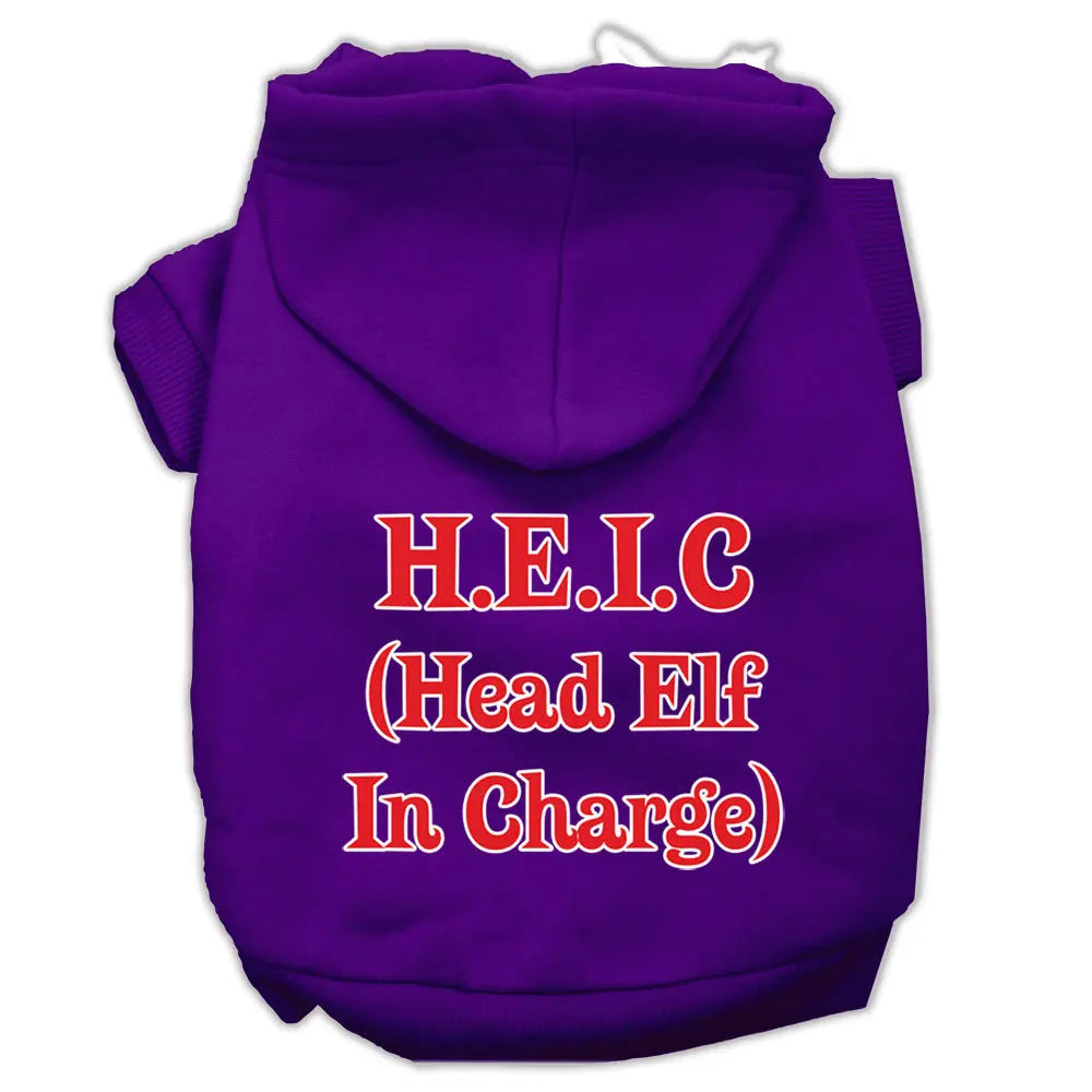Head Elf In Charge Screen Print Pet Hoodies Purple Size Xl Default Title