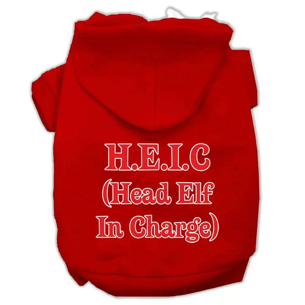 Head-Elf-In-Charge-Screen-Print-Pet-Hoodies-Red-Size-Sm-GreatEagleInc-319386475