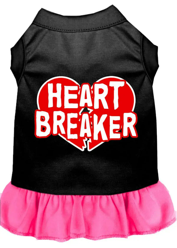 Heart-Breaker-Screen-Print-Dress-Black-With-Bright-Pink-Med-GreatEagleInc-319261495