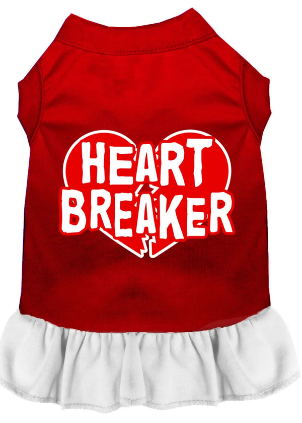 Heart Breaker Screen Print Dress Red With White Med Default Title