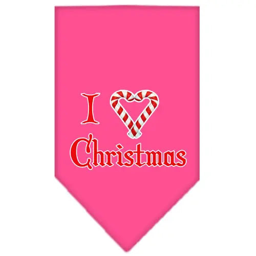 Heart Christmas Screen Print Bandana Bright Pink Small Default Title
