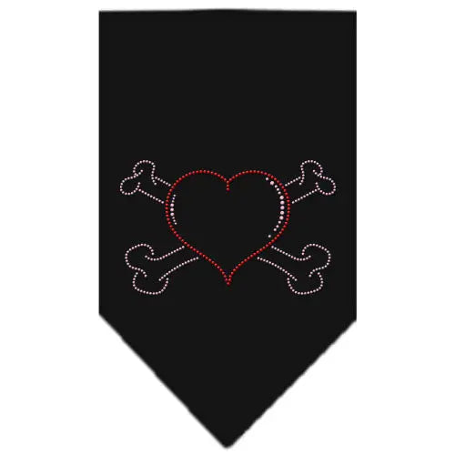 Heart Crossbone Rhinestone Bandana Black Small Default Title