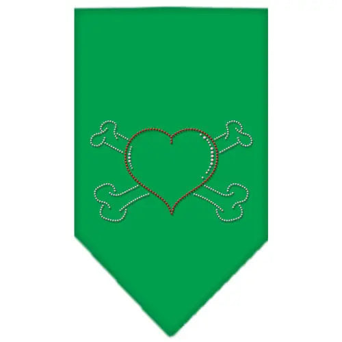 Heart Crossbone Rhinestone Bandana Emerald Green Small Default Title