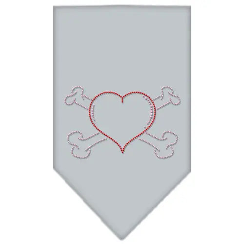 Heart Crossbone Rhinestone Bandana Grey Small Default Title