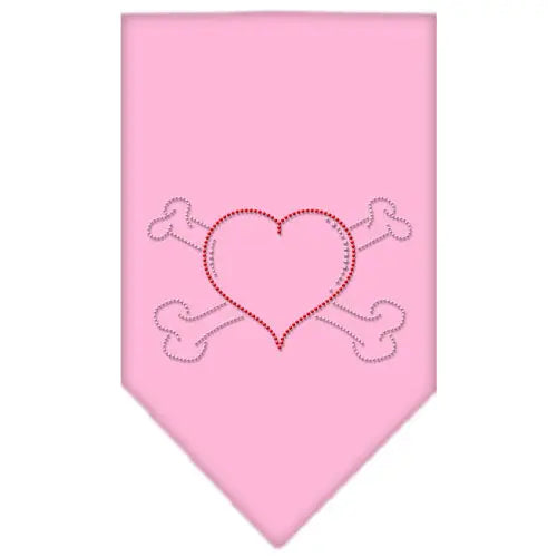 Heart Crossbone Rhinestone Bandana Light Pink Large Default Title