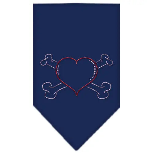 Heart Crossbone Rhinestone Bandana Navy Blue Small Default Title
