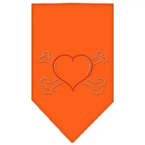 Heart-Crossbone-Rhinestone-Bandana-Orange-Small-GreatEagleInc-319306937