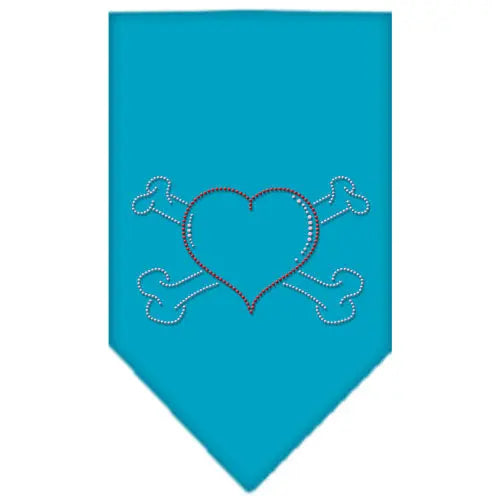 Heart Crossbone Rhinestone Bandana Turquoise Small Default Title
