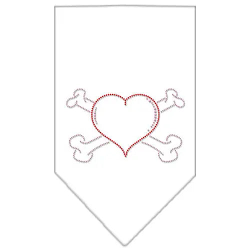 Heart Crossbone Rhinestone Bandana White Small Default Title