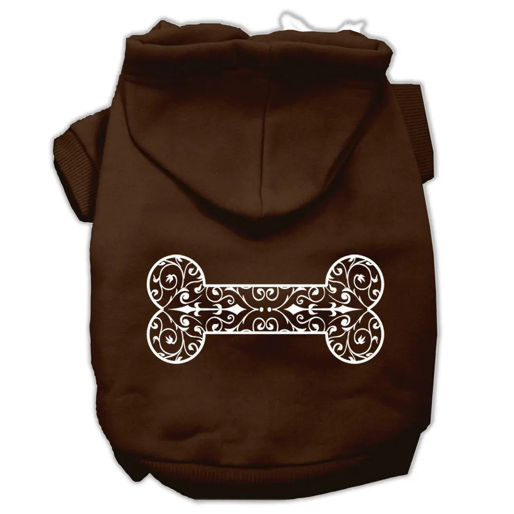 Henna Bone Screen Print Pet Hoodies Brown Size Med Default Title