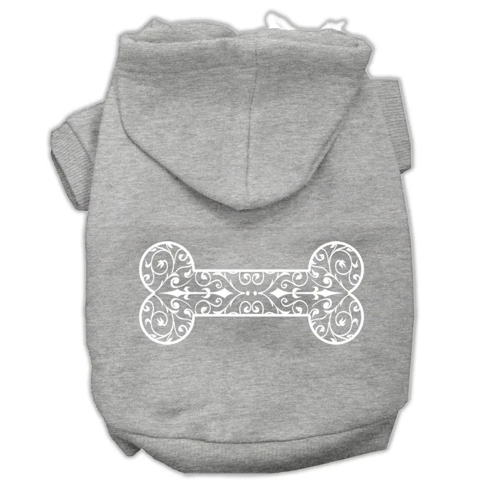 Henna Bone Screen Print Pet Hoodies Grey Size Lg Default Title