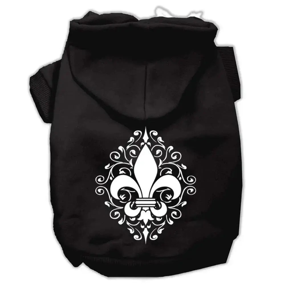Henna-Fleur-De-Lis-Screen-Print-Pet-Hoodies-Black-Size-Lg-GreatEagleInc-333745461
