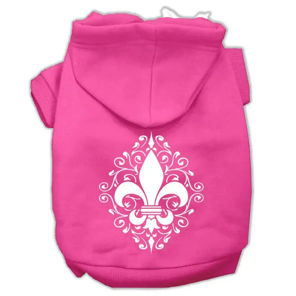 Henna-Fleur-De-Lis-Screen-Print-Pet-Hoodies-Bright-Pink-Size-Med-GreatEagleInc-333745171
