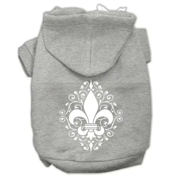 Henna-Fleur-De-Lis-Screen-Print-Pet-Hoodies-Grey-Size-Xl-GreatEagleInc-333744532