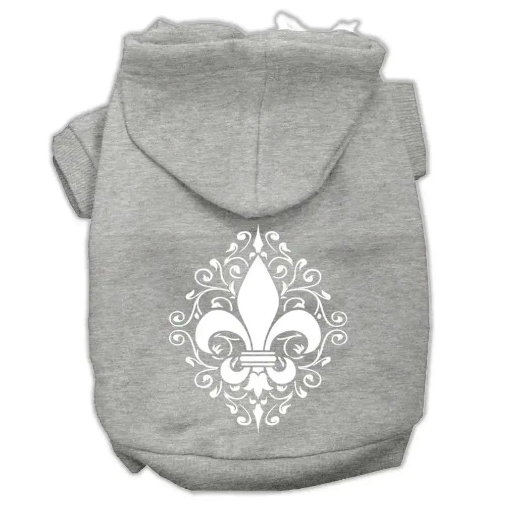 Henna-Fleur-De-Lis-Screen-Print-Pet-Hoodies-Grey-Size-Xs-GreatEagleInc-333744082