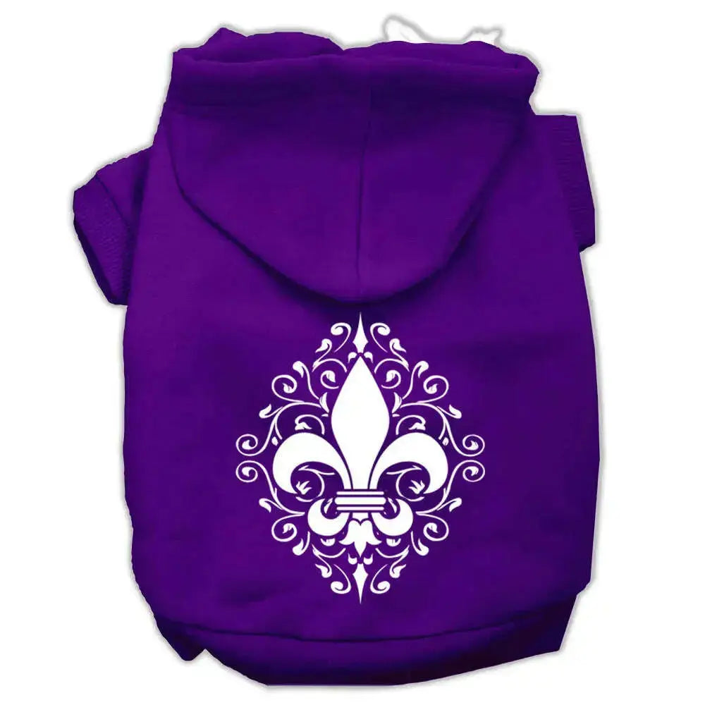 Henna-Fleur-De-Lis-Screen-Print-Pet-Hoodies-Purple-Size-Lg-GreatEagleInc-333949763