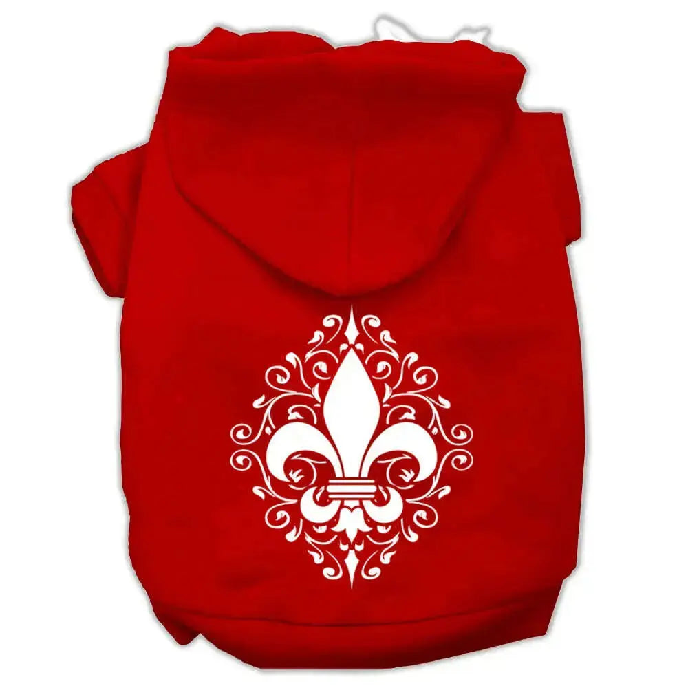Henna-Fleur-De-Lis-Screen-Print-Pet-Hoodies-Red-Size-Xl-GreatEagleInc-333744260