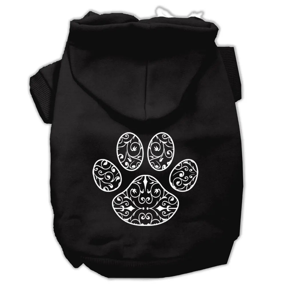 Henna Paw Screen Print Pet Hoodies Black Size Xxl Default Title