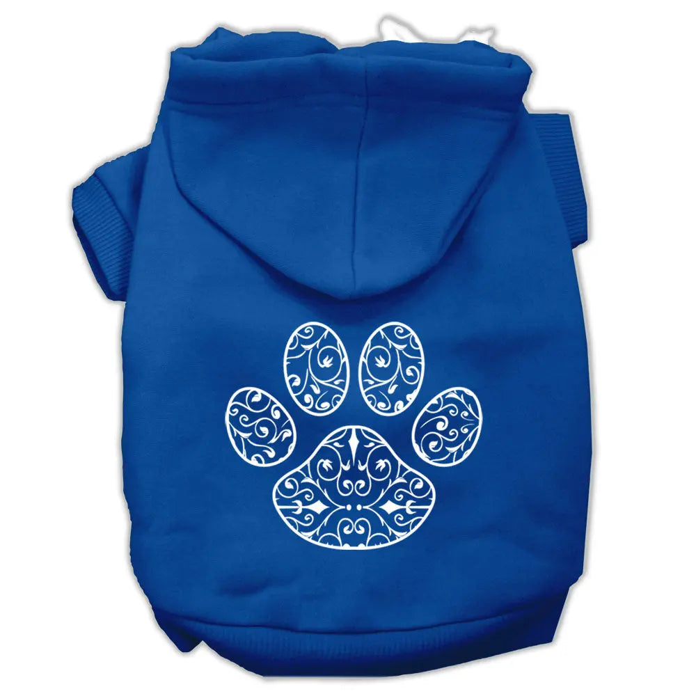Henna Paw Screen Print Pet Hoodies Blue Size Med Default Title
