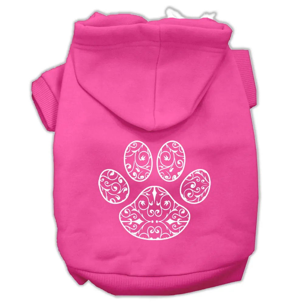 Henna Paw Screen Print Pet Hoodies Bright Pink Size Med Default Title