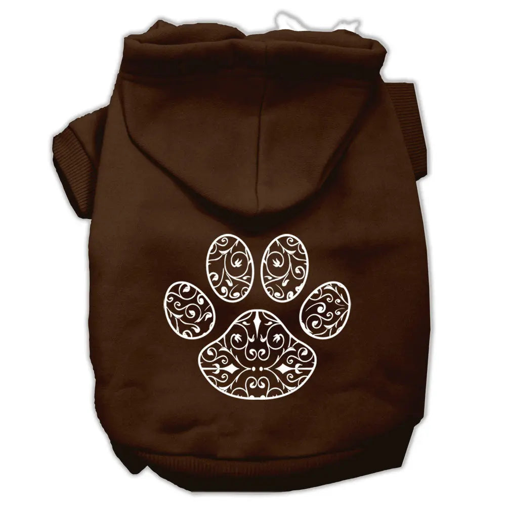 Henna Paw Screen Print Pet Hoodies Brown Size Xxxl Default Title
