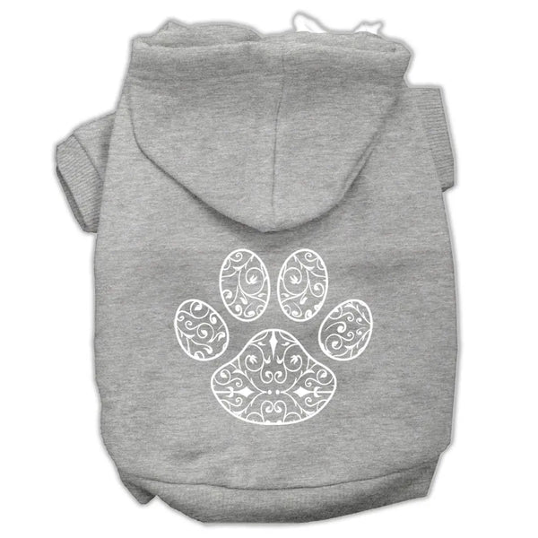 Henna Paw Screen Print Pet Hoodies Grey Size Sm Default Title