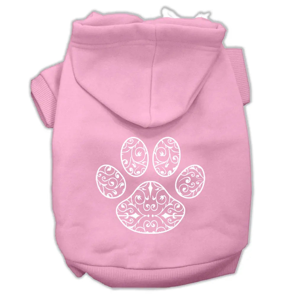 Henna Paw Screen Print Pet Hoodies Light Pink Size Med Default Title