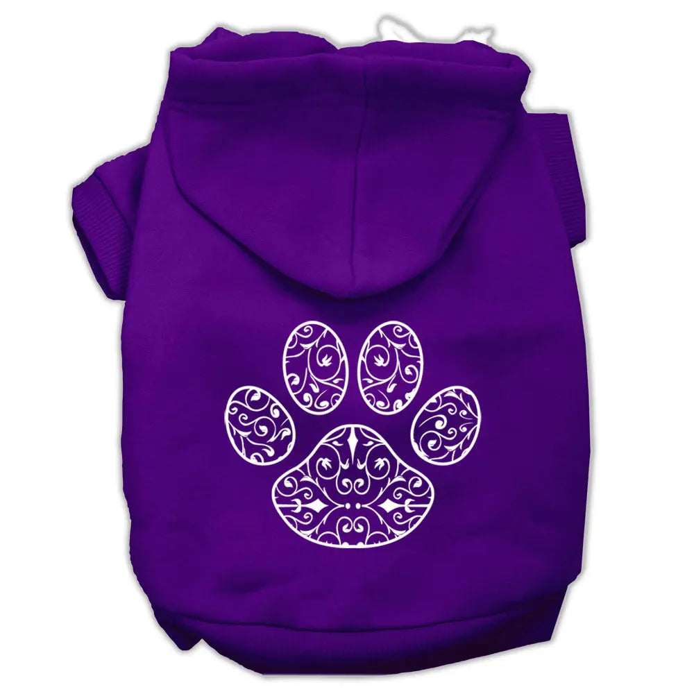Henna Paw Screen Print Pet Hoodies Purple Size Lg Default Title