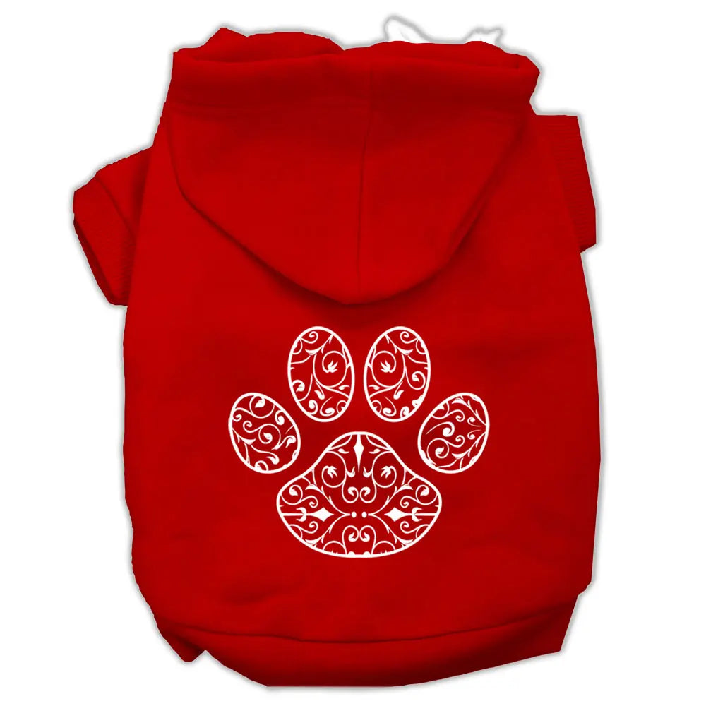 Henna Paw Screen Print Pet Hoodies Red Size Sm Default Title