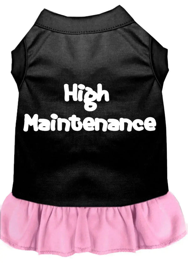 High-Maintenance-Screen-Print-Dog-Dress-Black-With-Light-Pink-Lg-GreatEagleInc-319255581