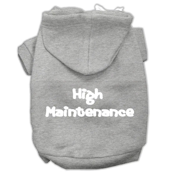 High Maintenance Screen Print Pet Hoodies Grey L Default Title