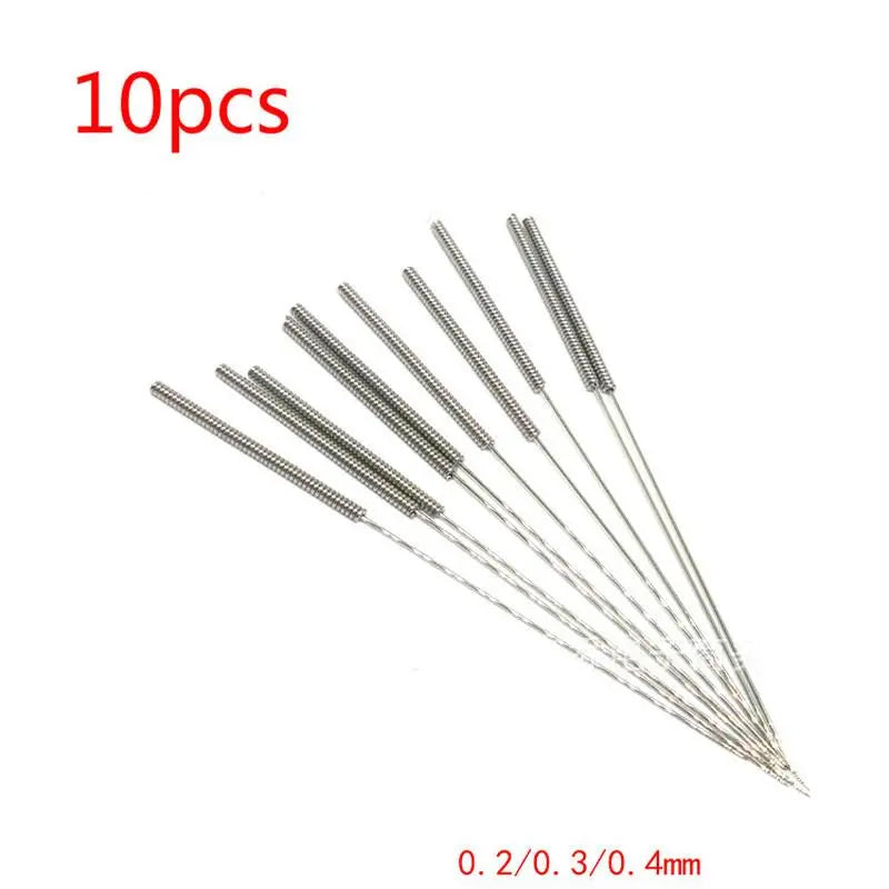 High quality 10pcs stainless steel 3D printer CNC accessories nozzle special cleaning drill needle 0.2/0.3/0.4mm GreatEagleInc