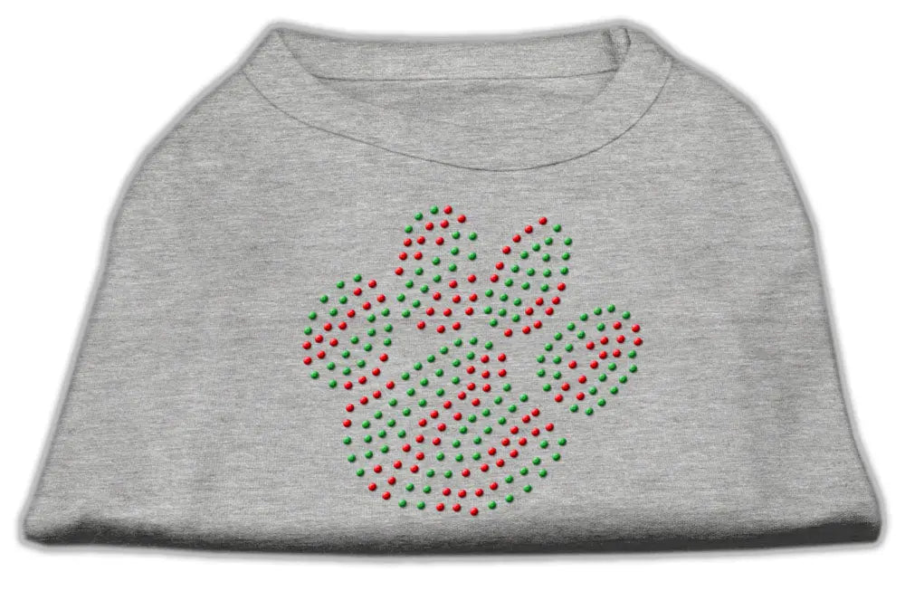 Holiday Paw Rhinestone Shirts Grey Xs Default Title