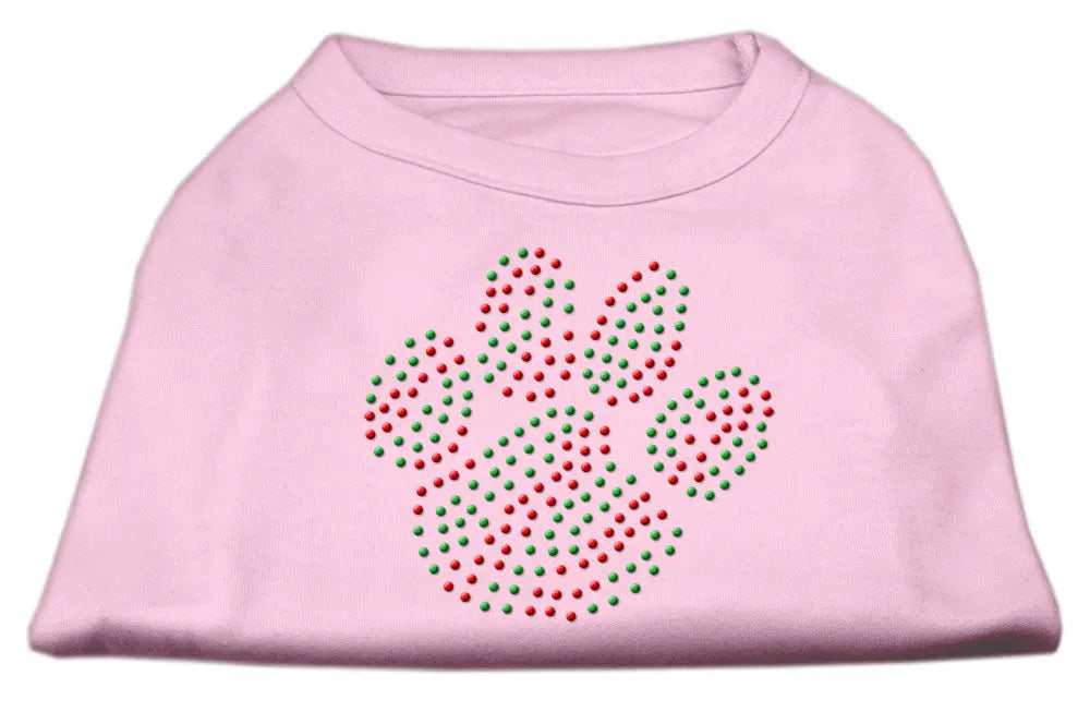 Holiday Paw Rhinestone Shirts Light Pink Xl Default Title
