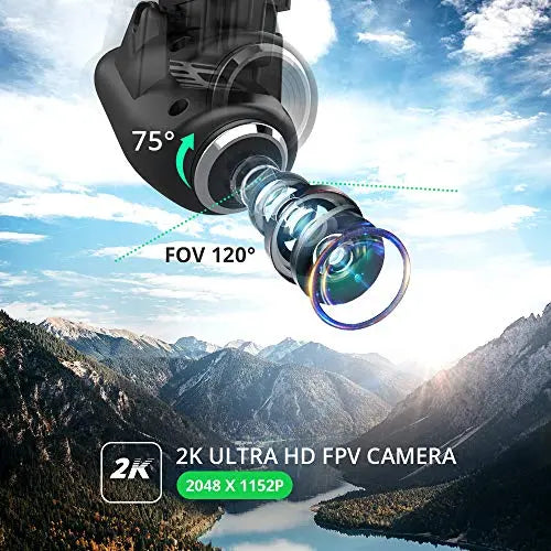 Holy Stone HS120D GPS Drone with Camera for Adults 2K UHD FPV, Quadcotper with Auto Return Home, Follow Me, Altitude Hold, Way-points Functions, Includes 2 Batteries and Carrying Backpack