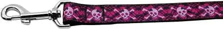 Hot-Pink-Plaid-Skulls-Nylon-Dog-Leash-5-8-Inch-Wide-4ft-Long-GreatEagleInc-318767915