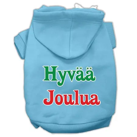 Hyvaa Joulua Screen Print Pet Hoodies Baby Blue M Default Title