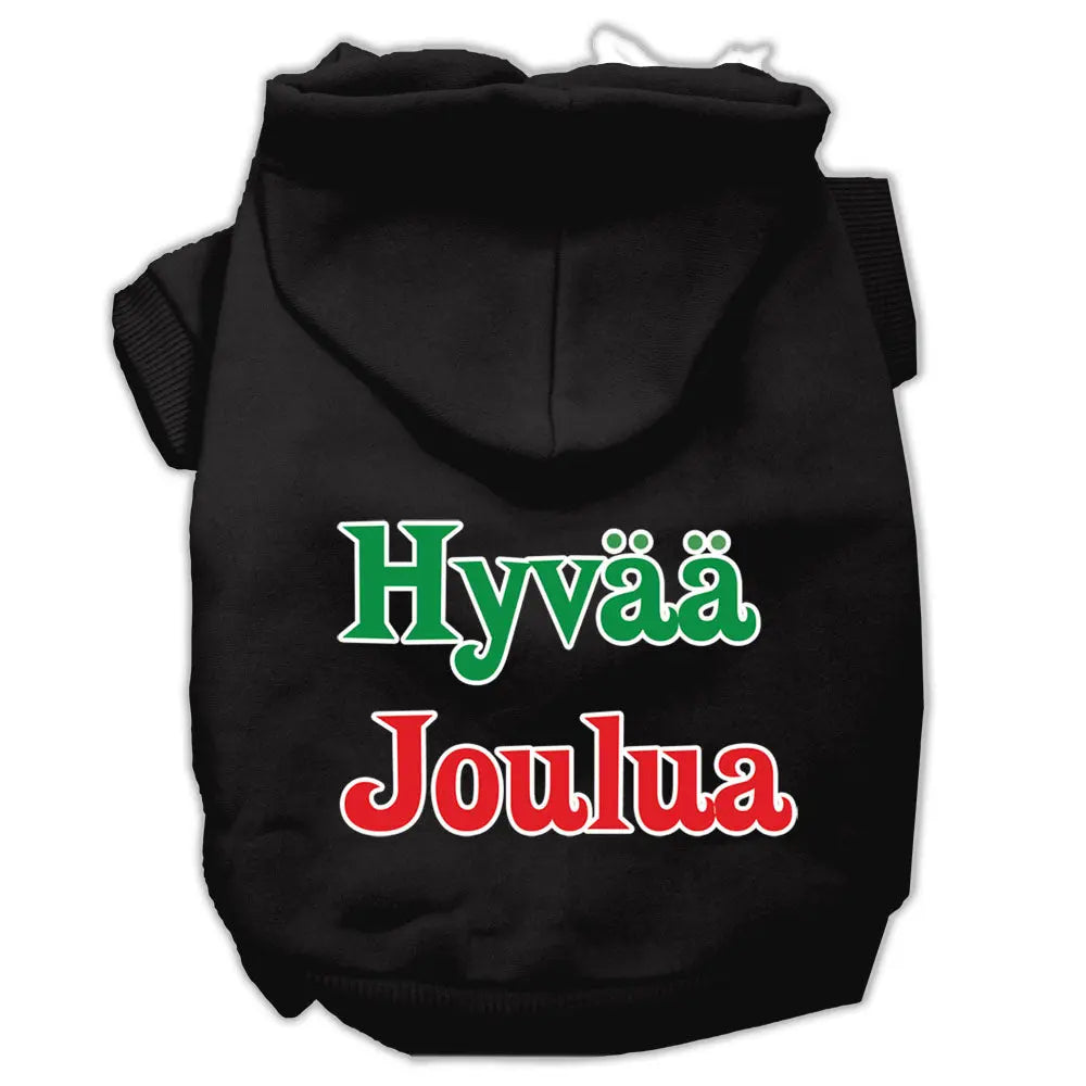 Hyvaa Joulua Screen Print Pet Hoodies Black S Default Title